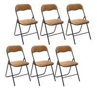 Toilinux - Lot de 6 Chaises pliantes effet velours - Ocre doré