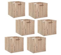 Toilinux - Lot de 6 cubes de rangement effet bois MIX'N MODUL - L. 31 x l. 31 x H. 31 cm - Couleur chêne naturel