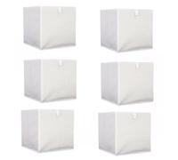 Toilinux - Lot de 6 cubes de rangement pliable bouclette - 30 x 30 cm - Beige