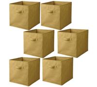 - Lot de 6 cubes de rangement pliables en tissus avec poignée - 30x30x30cm - Jaune Ananas
