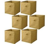 - Lot de 6 cubes de rangement pliables en tissus avec poignée - 30x30x30cm - Jaune Ananas
