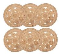 Toilinux - Lot de 6 sets de table en jute ajouré - Diamètre 38 cm - Beige Beige G
