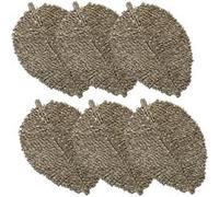 Toilinux - Lot de 6 sets de table feuille en roseau - 48 x 38 cm - Marron Beige G