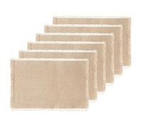 Toilinux - Lot de 6 Sets de table Maha en coton - Longueur 45 cm x Largeur 30 cm - Beige