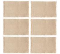 Toilinux - Lot de 6 Sets de table Maha en coton - Longueur 45 cm x Largeur 30 cm - Beige