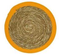 Toilinux - Lot de 6 sets de table rond en roseau et coton Pop - Diam. 38 cm - Orange Orange G