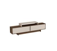 Toilinux - Meuble TV 2 portes basculantes et 1 niche NOELINE - Beige - Noeline Beige