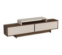 Toilinux - Meuble TV 2 portes basculantes et 1 niche NOELINE - Beige - Noeline Beige