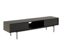 - Meuble TV 2 portes coulissante et 1 niche en Mélaminé et métal - Noir - Aria