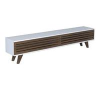 Toilinux - Meuble TV design lattes Hill - L. 160 x H. 35 cm - Marron - Hill Marron G