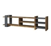 Toilinux - Meuble TV design Zeyna - L. 156 x H. 40 cm - Gris anthracite - Zeyna Gris foncé G