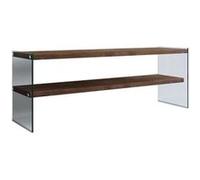 - Meuble TV en bois de pin massif et structure en verre 1 étagère - L.120cm x H.45cm - Marron foncé