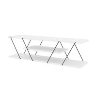 Toilinux - Meuble TV en Mélaminé de style Industriel L.120cm - Blanc - Canaz Blanc G