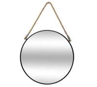 Toilinux - Miroir en métal suspendu avec corde - Diamètre 55 cm - Noir