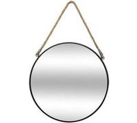 Toilinux - Miroir en métal suspendu avec corde - Diamètre 55 cm - Noir Noir