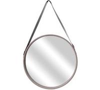 - Miroir rond à suspendre avec une anse - Diam. 50 cm. - Beige