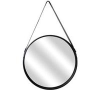 Toilinux - Miroir rond à suspendre avec une anse - Diam. 50 cm. - Noir Noir G