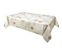 Toilinux - Nappe en toile cirée rectangulaire Alma - 140 x 250 cm - Ecru