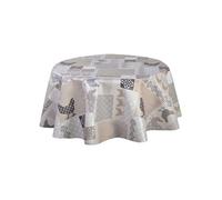 Toilinux - Nappe en toile cirée ronde Baco - Diam. 150 cm - Taupe