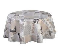 Toilinux - Nappe en toile cirée ronde Baco - Diam. 150 cm - Taupe