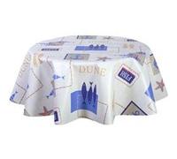 Toilinux - Nappe en toile cirée ronde Dune - Diam. 150 cm - Ecru Ecru G