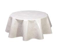 Toilinux - Nappe en toile cirée ronde Vitali - Diam. 150 cm - Beige nacré