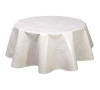 Toilinux - Nappe en toile cirée ronde Vitali - Diam. 150 cm - Beige nacré