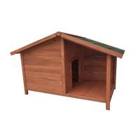 Toilinux - Niche pour chien Rio avec patio en bois naturel