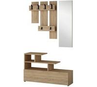 Toilinux - Porte manteau avec Banc et Miroir - L.100 x H.61 cm - Marron - Vesti Marron