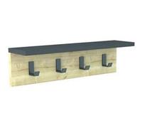 Toilinux - Porte manteau Ayla 60 cm - Bois clair et Gris Anthracite - Ayla Beige G