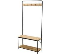 Toilinux - Porte-manteau Friends en MDF et Métal 5 accroches - L.80 cm x H.170 cm - Beige et Noir - Friends Beige