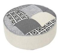 - Pouf rond patchwork - Beige et Gris - Patchwork