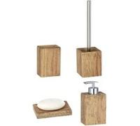 Toilinux - Set accessoires de salle de bain design bois Marla - Marron - Marla Marron