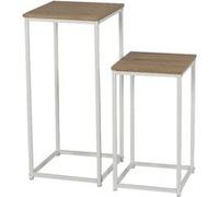 Toilinux - Set de 2 sellettes en Panneaux de particules et Métal - Blanc et Beige - Casa Blanca Blanc