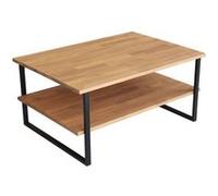 Toilinux - Table basse 1 étagère Auralis en bois massif - Beige et noir - Auralis Beige G