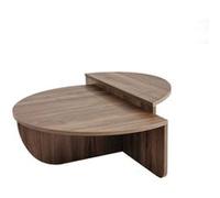 Toilinux - Table basse 2 demis-cercles en panneaux de particules Diam.90cm - Podium Marron G