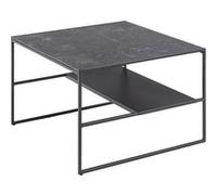 - Table basse 2 niveaux en Mélamine et Métal - L.70 cm x H.45 cm - Noir - Félice