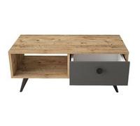 Toilinux - Table Basse avec multiples rangements en panneaux de particules et métal - Gris Gris G