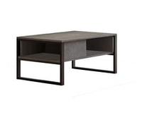 Toilinux - Table Basse avec rangements en panneaux de particules et métal - Noir Gris G