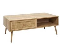 - Table basse Bali avec 1 tiroir, en cannage et bois contreplaqué