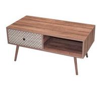 Toilinux - Table basse Baobab en MDF 1 tiroirs et 1 niche ouverte - L.100 cm x H.45,5 cm - Marron - Baobab Beige G