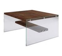 Toilinux - Table basse carrée 1 étagère en bois de pin et sa structure en verre - Marron Marron G