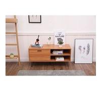 Toilinux - Table basse design bois et métal Oleana - L. 110 x H. 53 cm - Marron et bois - Oleana Marron G