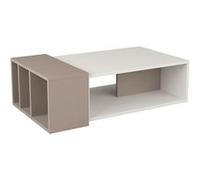 Toilinux - Table basse design bois Anita - L. 102 x H. 32 cm - Blanc et mocca - Anita Marron
