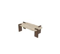 Toilinux - Table basse effet travertin et bois foncé ROMANE - Marron et beige