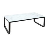 Toilinux - Table basse en verre effet marbre - Blanc et Noir