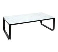 Toilinux - Table basse en verre effet marbre - Blanc et Noir Blanc G
