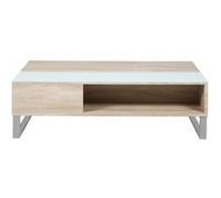 Toilinux - Table basse en verre et MDF avec plateaux relevable - Beige - Azéla Beige G