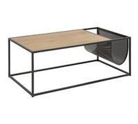 - Table basse rectangulaire avec range magazine en MDF et métal - Beige et Noir - Sireine