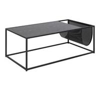 Toilinux - Table basse rectangulaire avec range magazine en MDF et métal - Noir - Sireine Noir G